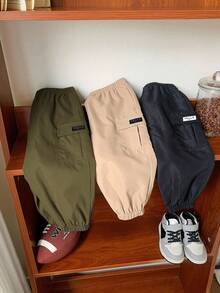 SHEIN 3 件套男婴休闲舒适柔软百搭实用裤子套装，适合日常穿着、上学、外出、运动、春秋季