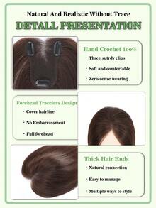 女士真人发顶发片，10 英寸，360° 全覆盖，手工编织自然部分，隐形增发 - S2 - 查看 5