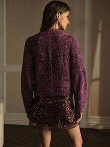 MOTF PREMIUM WOOL ROUND NECK SWEATER, AUTUMN/WINTER - Purple - View 4