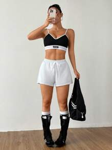 Gameset SHEIN Sport Summer Casual Solid Color Sports Shorts - Baby Blue - View 5