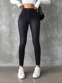 EURMUSE 97%纯棉修身高腰牛仔裤