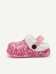 Cozy Pixies 1 Pair Pink Girls Winter Fashion Casual Infant Clogs Thermal Lined Warm Indoor Slippers - Hot Pink - View 8