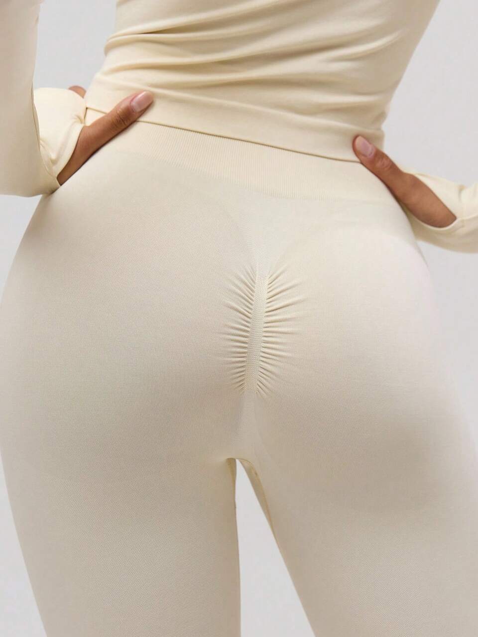 Active Super Fitted High Ribbed Waistband Cinched Seamless Legging Gymwear Padel Pilates Fitness Desert Runner