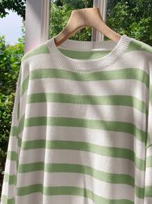 Comfortcana Women's Striped Knit 2 Pieces Set, New Arrival For Autumn - Green - View 4