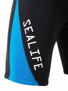 Manfinity KASUA Men's Professional Diving Suit Short Sleeve High Neck Back Zipper Fitted Men Wetsuits, Suitable For Outdoor Swimming And Diving Men's Shorty Wetsuit Short Sleeve Wetsuit Men Wetsuit Beach Diving Protective Swimsuit Workout Swim