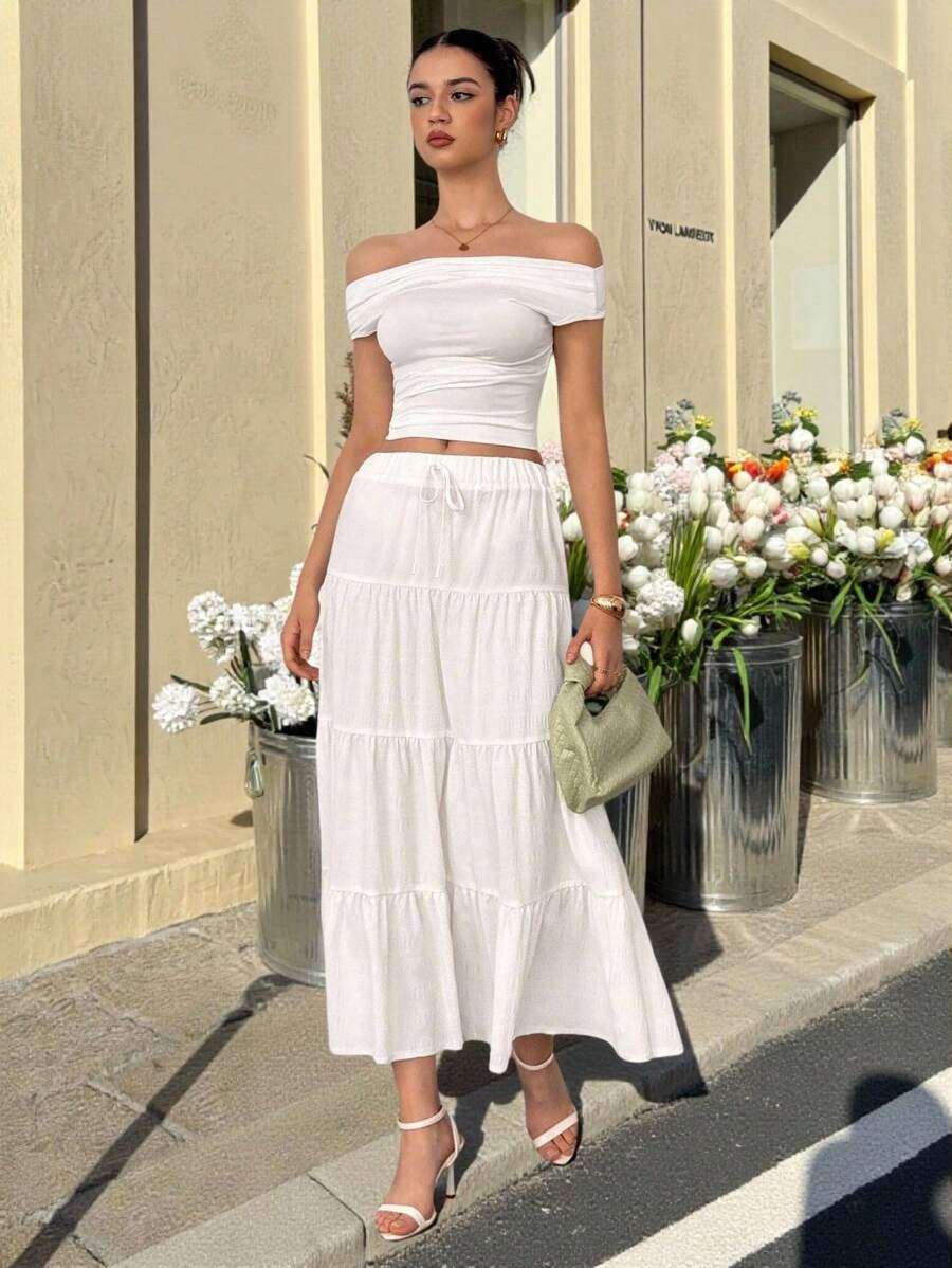 SHEIN Tall Damen Lässig Resort mehrschichtiger Kuchen-Stil Rock, geeignet für Sommer, Urlaub