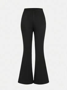 SHEIN Girlism 少女休闲甜美可爱针织圆领拼色蝴蝶结长袖运动衫和黑色罗纹喇叭裤套装，适合秋冬季开学季 - 彩色 - 查看 7
