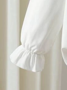 SHEIN Playful Pals Mädchen elegante besticktes Blumen Kragen & Manschette Langarm Knopf-Vorder Lässig Prinzessin Bluse, geeignet für Schule, Urlaub, Reise, Geburtstag, Frühling/Herbst