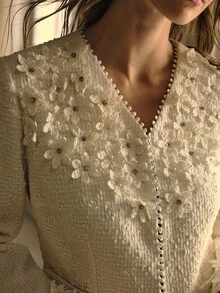 MOTF PREMIUM TWEED APPLIQUES SLIM FIT OVERCOAT - Apricot - View 2