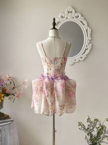 SHEIN MOD Váy chiffon in hoa có thể điều chỉnh độ dài kèm nơ trang trí - Nhiều màu - Xem 8