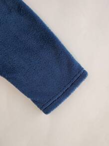 Bộ đồ ngủ nỉ 2 món cho bé trai, màu xanh hải quân trơn, áo khoác cardigan cổ bẻ tay dài và quần, đồ mặc nhà mùa thu/đông cho bé trai, bộ đồ ngủ cho bé trai, đồ ngủ màu xanh hải quân cho bé trai, đồ ngủ cho bé sơ sinh, đồ ngủ mùa thu cho bé trai. - Màu xanh lam - Xem 6