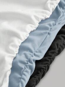 SHEIN Girlism Set de 3 camisetas de manga larga de cuello redondo y unicolor con pliegues casuales para adolescentes chicas