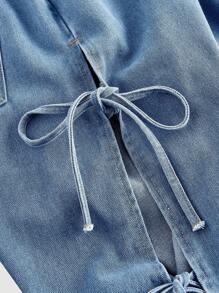 Comfortcana Quần jean ống rộng, thường ngày, có túi và dây buộc bên hông, quần jean ống rộng Y2k, quần jean quá khổ, quần jean nơ, quần ống rộng cho nữ, quần áo mùa thu cho nữ, quần jean mùa thu cho nữ, quần ống rộng cho nữ, đồ ăn trưa cho nữ, quần denim cho nữ, quần jean cạp cao, quần ống rộng cho nữ - Rửa trung bình - Xem 5