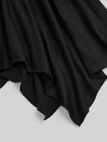 Lyrianda Plus Drawstring Front Hanky Hem Skirt - Black - View 3