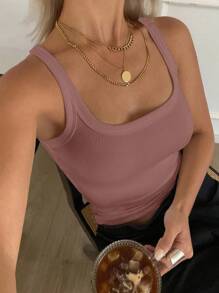 Livesso 女款純色商務休閒背心，夏季新品掛脖上衣 - 粉色 - 查看 2
