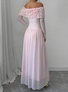 Selianne Váy Maxi hở vai họa tiết bướm xếp ly lãng mạn ngọt ngào dành cho nữ ngày lễ tình nhân - Hồng - Xem 2