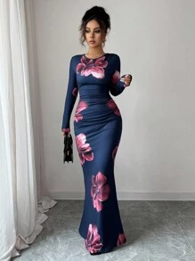 Elenzga Váy nữ thiết kế hoa cổ điển gợi cảm thời trang - Nhiều màu - Xem 3