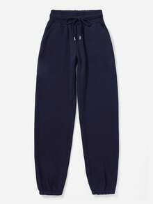 EURMUSE Women's Spring Fashionable Drawstring Solid Grey Sports Cuffs Running Puffy Joggers With Pockets