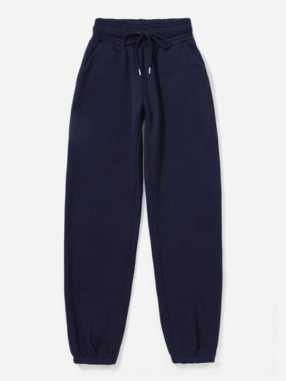 EURMUSE Women's Spring Fashionable Drawstring Solid Grey Sports Cuffs Running Puffy Joggers With Pockets