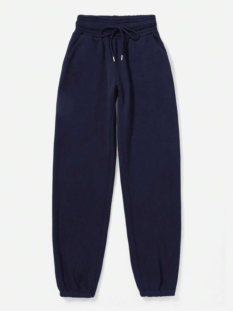 EURMUSE Women's Spring Fashionable Drawstring Solid Grey Sports Cuffs Running Puffy Joggers With Pockets