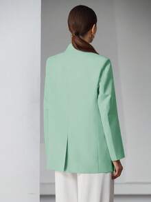 EURMUSE Decor Pocket Single Breasted Blazer Workwear  - Mint Green - View 7