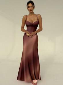 Aloruh 性感霓虹渐变色度假风细肩带露背紧身印花连衣裙，适合夏季度假 - 彩色 - 查看 3