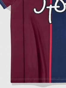 ROMWE MEN Prep Áo thun polo tay ngắn màu tương phản dành cho nam, có khuy cài nửa thân - Nhiều màu - Xem 3