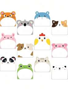 SHEIN 6 件铅笔便签、动物便签、可爱自粘笔记本、趣味粘性便签、适用于学生、教室、学校、办公室、礼物、返校、学校用品、学校、便签、美观学校用品、文具 - 彩色 - 查看 14