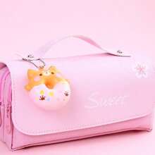1 件可爱小学生多功能大容量可拆卸甜甜圈形减压铅笔盒返校、铅笔袋、书包 - 粉色 - 查看 18
