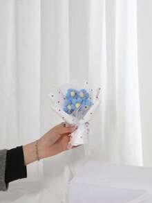 创意仿真花纱花泡芙花配礼袋，妈妈情结，生日礼物，节日礼物，派对礼物返校情人节 - 彩色 - 查看 23