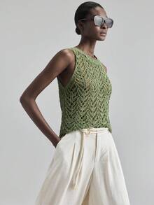 Ontre 2025 Chaleco de punto de unicolor para mujer, minimalista, casual urbano de negocios, prenda superior básica