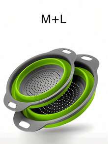 SHEIN 1/2pcs Collapsible Silicone Colander Set, Space-Saving Strainer With Handle, Folding Drain Basket For Fruits, Vegetables, Pasta – Green Kitchen Tool For Easy Storage,Kitchen Strainer Set With Fine Mesh, Essential Kitchen Tools & Kitchen Accessories, A Must-Have Kitchen Tools Gift For Home Chefs, Space-Saving Storage For Kitchen Organizers,Christmas Kitchen Gifts Idea - Green - View 10