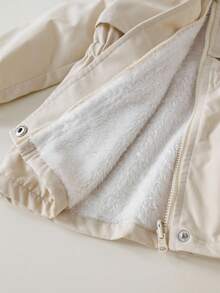 Babygirl 可爱杏色羊毛连帽毛领夹克，秋冬 - 杏色 - 查看 7