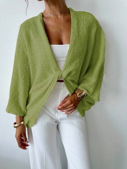 EURMUSE Women's Crossed V-Neck Loose Elegant Minimalist Sweater