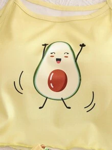 Bộ đồ ngủ thường ngày in họa tiết quả bơ 2 món cho bé gái - Màu vàng - Xem 5