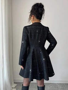 Elenzga 女士优雅A字收腰通勤夹克，风衣，适合日常穿着