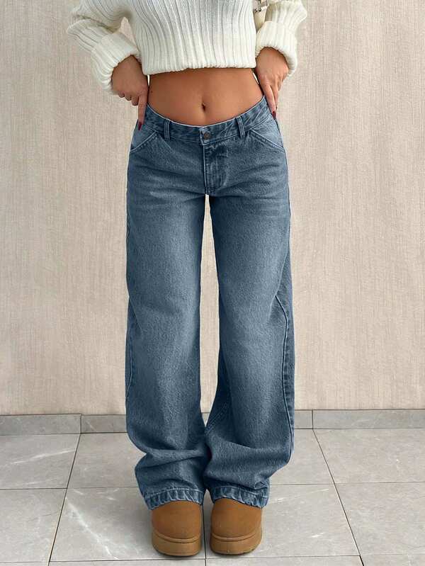 SHEIN LOW WAIST BAGGY LOOSE STRAIGHT LEG JEAN