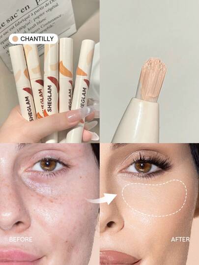 SHEGLAM Corrector De Alta Cobertura Perfect Skin-Chantilly 20 Tonos Corrector LíQuido Brocha Hidratante Corrector Ligero Y Ligero Hidratante Durante Todo El DíA Maquillaje Oferta De Corrector Marca Belleza Maquillaje Maquullaje CosméTica Para Mujeres NiñAs Perfecto Para Invierno Primavera Ideal Para Y2K Elegante Moda Adecuado Para CumpleañOs Regalo Fiesta Listo Mejor Color