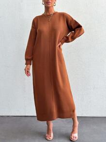EURMUSE Robe En Tricot Pour Femmes - Tabac - Voir 4