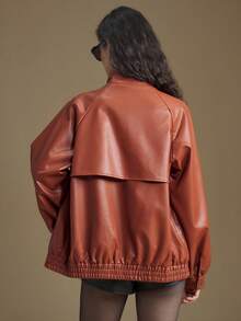 Ontre 2025 秋冬新品，Tangerine 女装，女士秋季夹克，秋季、万圣节、返校季、圣诞节、啤酒节女士外套，夜间外出装束，婚礼宾客装，商务休闲装，复古风格女士夹克 - 鏽棕色 - 查看 4