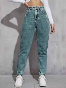 EURMUSE Jeans de mezclilla casuales de unicolor para mujer - Lavado ligero - Ver 3