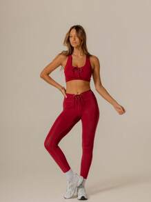 Aralina Leisurewear Activewear Lace Up Top With Racer Back Perfect For Summer Outfits And Airport Outfits For Women And 4th Of July - Red - View 14