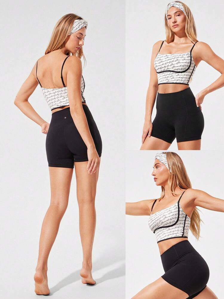 FeatherFit™ Two-Tone Scoop Neck Longline Sports Bra Low Impact Yoga Pilates Daily Spring Summer