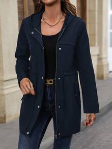 EMERY ROSE Women's Casual Solid Color Zip-Up Hoodie Jacket Fall Winter Cloth For Women