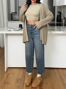 EURMUSE 99% Cotton High Waist Balloon Fit Jean 06-559 - Medium Wash - View 8