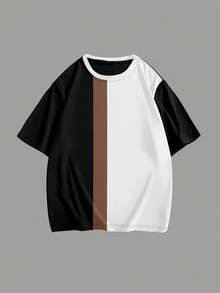 Manfinity Homme Plus Size Men's Casual Colorblock T-Shirt, Summer - Multicolor - View 2