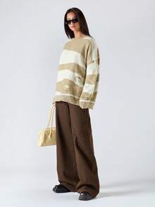 LYSMO Women's Casual Colorblock Striped Distressed Sweater, Autumn/Winter - Green - View 3