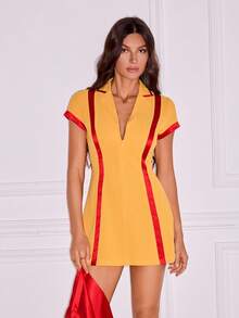 SHEIN Tall Váy hóa trang nữ, trang phục Halloween cổ điển phù hợp cho các bữa tiệc, cỡ lớn - Màu vàng - Xem 7