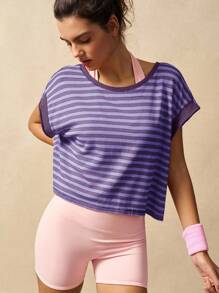 VARSIVA Casual Striped Sports Tank In Multicolor Knitted Fabric With Round Neck And Regular Length - Multicolor - View 3