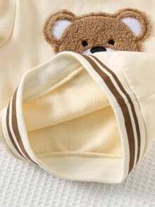 Cozy Pixies Maglione girocollo a maniche lunghe in maglia morbida con motivo a orsetto cartoni animati per bambino